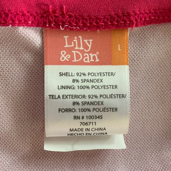 Lily & Dan Girls 2 Piece Swim Set Large Top & Bottom Green pink Tropical NEW - Picture 6 of 9